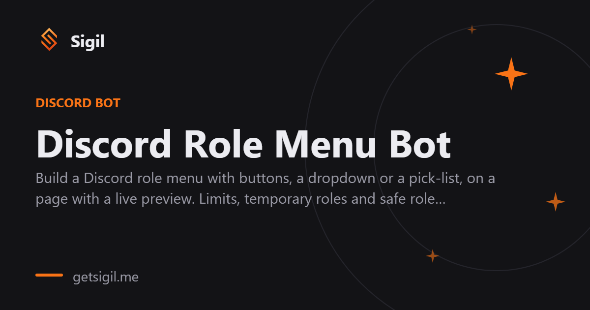 Discord Role Menu Bot: Reaction Roles with Buttons - Sigil